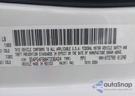 2010 Dodge Journey Se from USA, damaged, VIN 3D4PG4FB0AT236424